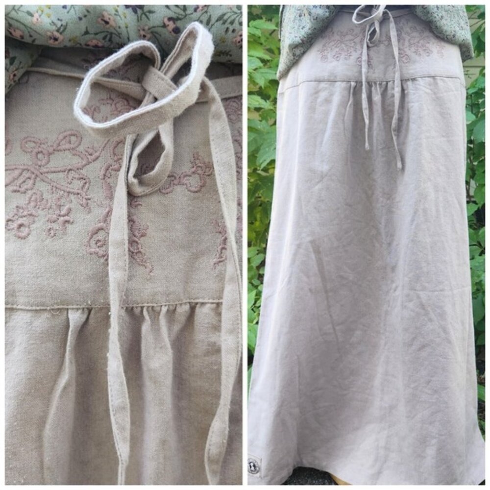 Cotton Silk Maxi Skirt Embroidered ‎ Renfaire Dusty purple